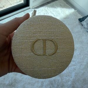 Dior Beige Round Coin/Jewelry Purse